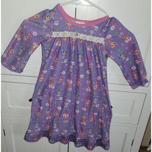 Lalaloopsy‎ Girls Nightgown Pajama Dress Long Sleeve Purple 2t vintage